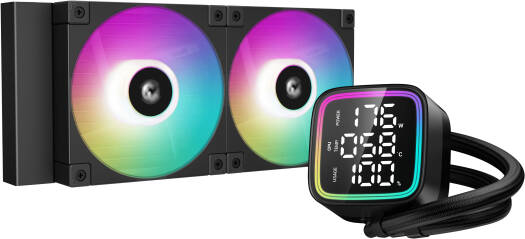 DeepCool LD240 Optimized 240mm Liquid CPU Cooler with Multiline LED Digital Display, Real-Time CPU Status, 2x 120mm FD12 ARGB Fans, 2400 RPM Fan Speed, 72.04 CFM Airflow, Black | R-LD240-BKDMMN-G-1
