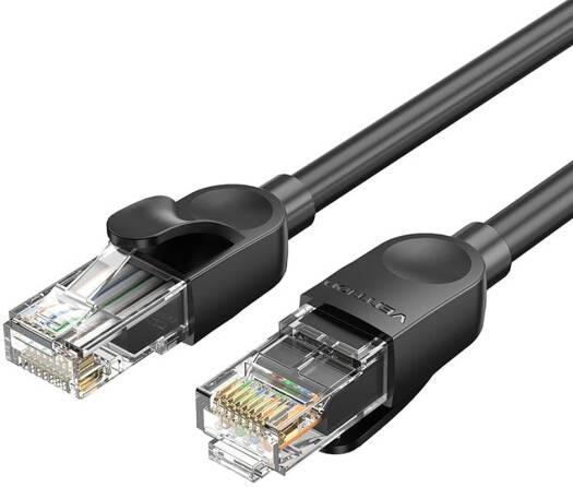 Vention IBN Cat 6 UTP Ethernet Patch Cable, LSZH Jacket, 1Gbps Transmission Speed, Oxygen-Free Copper Conductor, 250MHz Bandwidth, Gold-Plated Connector, 35m Cable Length, Black | IBNBU