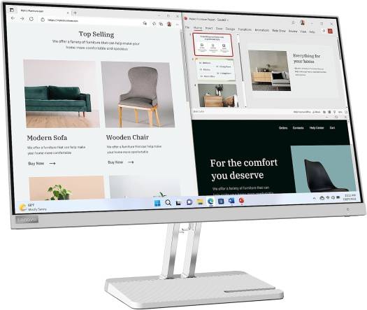 Lenovo L27e-40 27" FHD VA Monitor, 100Hz (HDMI) Refresh Rate & 4ms Response Time, AMD FreeSync Technology 72% NTSC Color Gamut, 100mm VESA Mountable, Tilt Stand, HDMI1.4 / VGA, Cloud Grey | 67ACKAC4AE