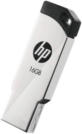 HP V236W 16GB USB Flash Drive, USB Type-A 2.0, 14 MB/s Read Speed, 4 MB/s Write Speed, Slide Form Factor, Share Music / Photos / Files and More, Silver | HPFD236W-16