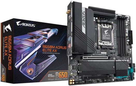 Gigabyte B650M Aorus Elite EX Rev1 Micro ATX DDR5 Motherboard, Socket AM5, AMD B650 Chipset, 2.5GbE LAN, Wi-Fi 6E, Max 128GB Memory, PCI Express x16 Slot, M.2 Connector | B650M AORUS ELITE AX