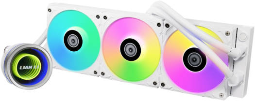 Lian Li Galahad II Trinity 360 AIO CPU Cooler, ARGB PWM, 3 Fan Slots (120 mm), 2450 RPM Fan Speed, Fluid Dynamic Bearing, 79.9 CFM Airflow, 360mm Radiator Size, White | G89.GA2T36W.00