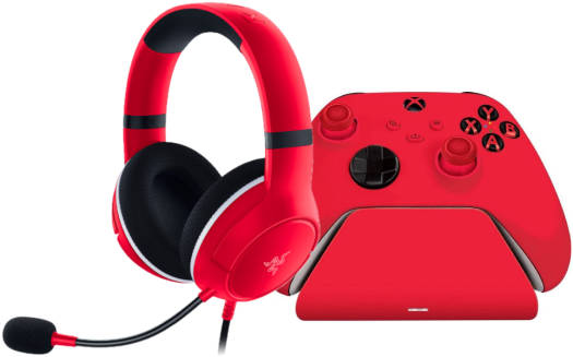 Razer Essential Duo Bundle for Xbox, 50mm TriForce Drivers, Cardioid Mic, Magnetic Contact System, Powered by USB, for Xbox Series X|S Controller, Pulse Red |? RZ82-03970200-B3M1