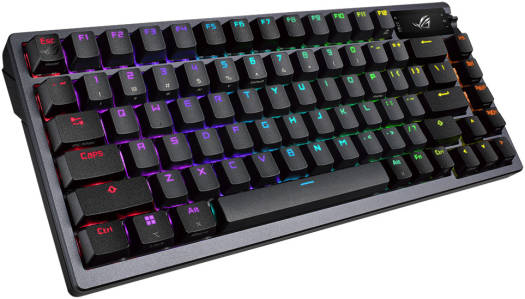 ASUS ROG Azoth 75 DIY Custom RGB Gaming Keyboard, OLED Display, Tri-mode Connection, Hot-Swappable ROG NX Red Switches & Keyboard Stabilizers, ABS Keycaps, ENG-ARAB Layout, Black | 90MP0316-BKCA00