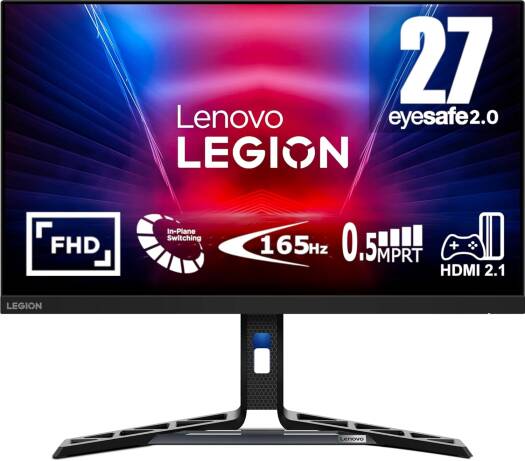 Lenovo Legion R27i-30 Gaming Flat Monitor, 27" FHD IPS Display, Up to 180Hz Refresh Rate, 0.5ms (MPRT) Response Time, AMD FreeSync Premium & Adaptive Sync Compatible, Black | 67B5GAC1AE