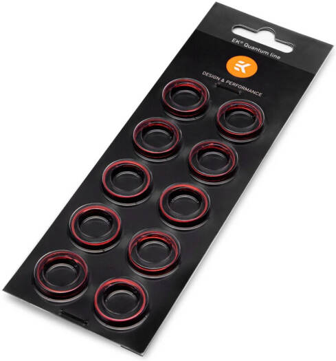 EKWB EK-Quantum Torque Color Ring 10-Pack HDC 14, Aesthetic Enhancement for High-Density Compression Fittings, Precision-Made, Premium Build, PC Water Cooling Systems, Red | 3831109816332