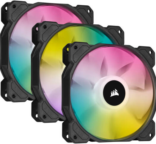 Corsair iCUE SP120 RGB ELITE Performance 120mm PWM Fan, Hydraulic Bearing Type, 1500 RPM Fan Speed, 47.73 CFM Airflow, Triple Pack with Lighting Node CORE, Black | CO-9050109-WW