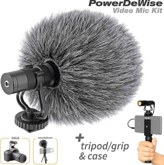 PowerDeWise Video Microphone-Unidirectional On-Camera Microphone for DSLR Cameras & iphones, Directional Cardioid iPhone Video Microphone | 1C