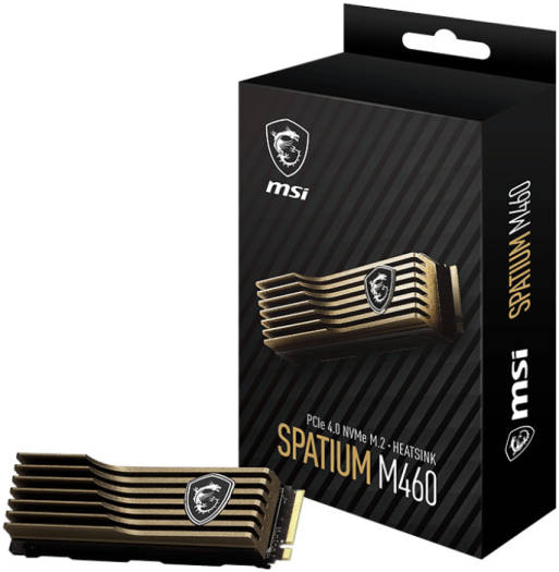 MSI Spatium M460 PCIe Gen4x4 M.2 2280 Internal SSD, with Heatsink, 1TB Capacity, 5000MB/s Sequential Read & 4500MB/s Sequential Write Speed, 3D NAND, 600 TBW, Black | S78-440L840-P83