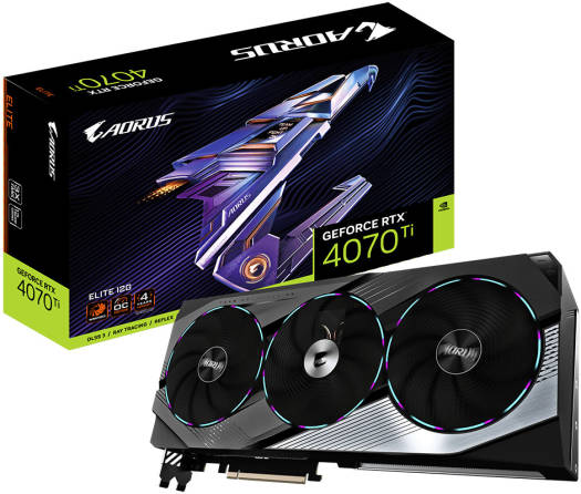 GIGABYTE AORUS GeForce RTX™ 4070 Ti ELITE Graphics Card, 12GB GDDR6X 192 bit Memory, 7680 CUDA Cores, 2655 MHz Core Clock,  21 Gbps Memory Clock, PCI-E 4.0, HDMI, DP | GV-N407TAORUS E-12GD