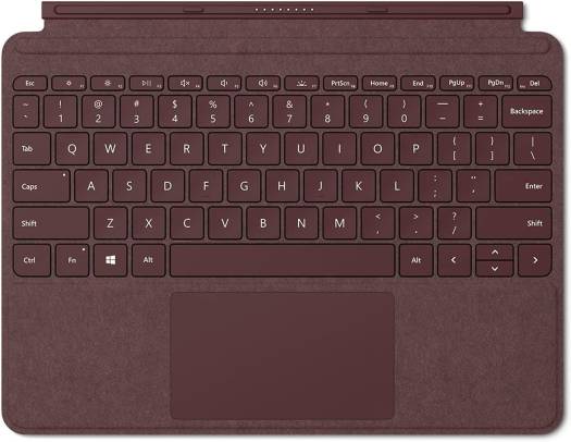 Microsoft Surface Go Alcantara Signature Type Cover Keyboard, Ultra-Slim Design, Backlit, 77 Mechanical Keys, Extra Large Glass Trackpad, Burgundy | KCS-00052