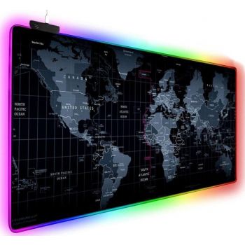 Glowing Cool RGB Map Large Mouse Pad, Gaming Mouse Pad Waterproof, Non-Slip, Easy to Clean 300 * 800 * 4mm |