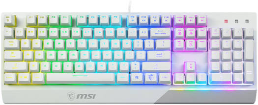 MSI Vigor GK30 Wired RGB Mech Gaming Keyboard, Plunger Switches, USB 2.0 Interface, 6 Keys Rollover/20 Keys Anti-Ghosting, Water Repellent, 12+ Million Keystroke, AR Layout, White | S11-04AR301-CLA