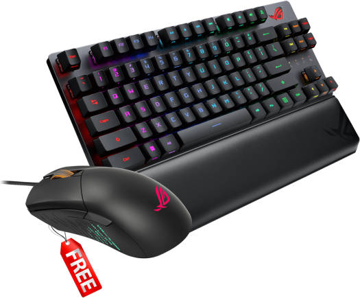 Asus X807 Rog Strix Scope RX TKL Optical Mechanical Gaming Keyboard, Wireless Deluxe, RX Red Switch and Free Asus P514 Rog Gladius III Wired Gaming Mouse