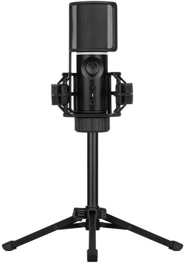 Streamplify Mic Tripod RGB Microphone With Tripod, 2 Audio Playback Modes, Quick Mute Functions, RGB Lighting, Pop Filter, Cardioid Pickup Pattern, Plug & Play, Black | MIC-48-RGB-TP-BK