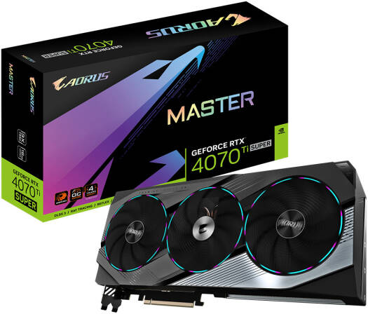 GIGABYTE AORUS GeForce RTX 4070Ti SUPER MASTER Graphics Card, 16GB 256-bit GDDR6X Memory, 2655MHz Core Clock, 21Gbps Memory Speed, 8448CUDA Cores, PCI-E 4.0, HDMI 2.1a / DP 1.4a | GV-N407TSAORUSM-16GD