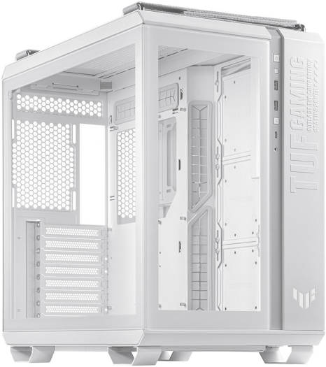 Asus Tuf GT502 Mid Tower ATX Gaming Case, Tempered Glass, 8 Expansion Slots, 360mm Radiator Support, 4 x 2.5"/3.5" Combo Bay, Full Modular, 120mm Cooling Support, White | 90DC0093-B09010