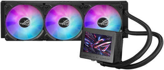 ASUS ROG RYUJIN III 360 ARGB Liquid CPU Cooler, 360mm Radiator, 3.5" Full Color LCD, 3x 120mm Magnetic Daisy-chainable Fan, 21.08 CFM Airflow, 2200 RPM Speed, PWM/ DC Control, Black | 90RC00L1-M0UAY0