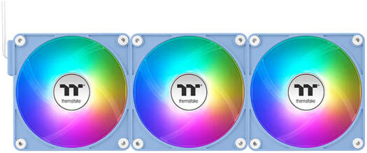 Thermaltake CT140 EX Reverse ARGB Sync PC Cooling Fan, 140mm Sizes, Reversed Blades, 1800 RPM Fan Speed, 94.95 CFM Fan Airflow, Hydraulic Bearing Type, Pack of 3, Hydrangea Blue | CL-F199-PL14BU-A