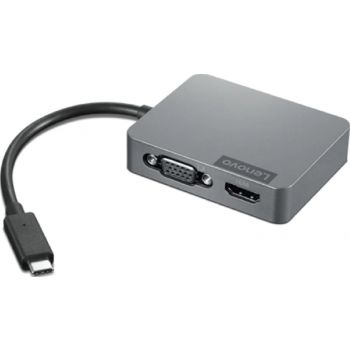 Lenovo USB-C 4 In 1 Travel Hub Gen2, Multiport Adapter for HDMI / VGA / USB 3.1 / RJ45, Compatible With USB Type-C Laptops | GX91A34575