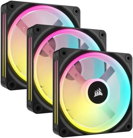 Corsair iCUE LINK QX120 RGB 120mm PWM PC Fans Starter Kit with iCUE LINK System Hub, 2400 RPM Fan Speed, 63.1 CFM Airflow, Built-In Temperature Sensor, Dedicated MCU, Black | CO-9051002-WW