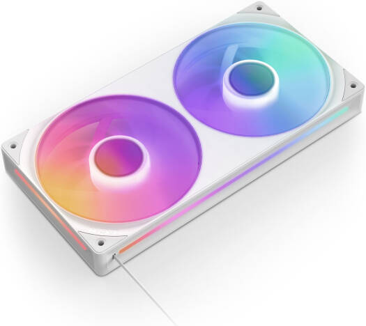 NZXT F240 RGB CORE 240mm RGB LED Single-Frame RGB Fan Unit, 120mm FDB Fans, Up to 2400 rpm Fan Speed, 75.12 CFM Airflow, White | RF-U24HF-W1