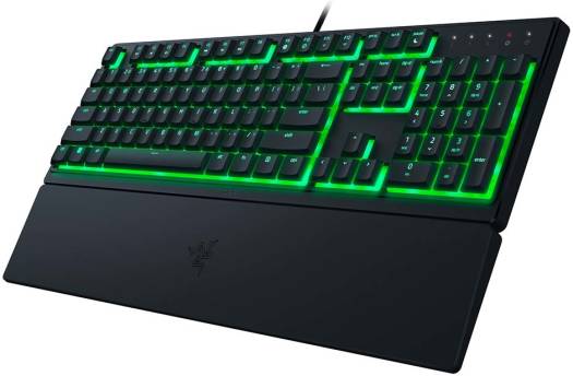 Razer Ornata V3 X Low Profile Mecha-Membrane Wired Keyboard, UV Coated Keycaps, Single Zone RGB Lighting, 1000 Hz Ultrapolling, Wrist Rest, Silent Switch, US English Layout, Black | RZ03-04470100-R3M1
