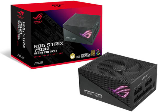 ROG STRIX 750W Aura Edition ATX Power Supply Unit, 80 PLUS Gold Certification, Full Modular, 135mm Axial-tech Fan, 0dB Technology, PCIe Gen 5.0, ARGB Lighting, Black | 90YE00P3-B0NA00
