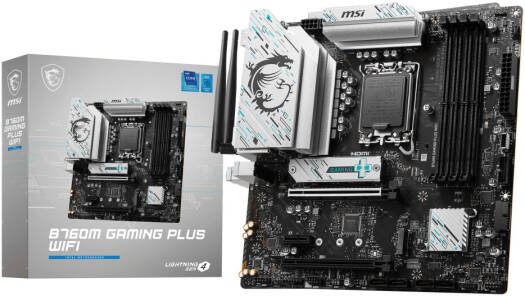 MSI B760M Gaming Plus Wi-Fi LGA 1700 Micro ATX Motherboard, Intel B760 Chipset, 4x DDR5 DIMM Slot, Up to 256GB Max Memory, 2x M.2 SSD Slot, 2x PCIe x16 Slot, Intel Wi-Fi 6E & BT5.3 | 911-7D99-032