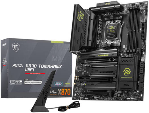 MSI MAG X870 TOMAHAWK WIFI AXT Motherboard, AMD X870 Chipset, 4x UDIMM DDR5 Slots, 256GB Max Memory, 4x M.2 Slots, HDMI Port, 2x Type-C DisplayPort, Black | 911-7E51-001