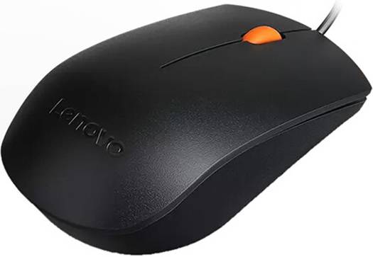Lenovo 300 Wired USB Mouse, Full-size Mouse for Better Grip, 1600 dpi Optical Sensor, Wired Plug-and-play USB Connection, Ambidextrous Design, 1.80m Cable Length, Black | GX30M39704