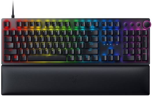 Razer Huntsman V2 Optical Gaming Mechanical Keyboard, Linear Red Switch, RGB Customize Backlighting, Doubleshot PBT, Wired Connectivity, Braided Fiber Cable, US Layout, Black | RZ03-03930100-R3M1