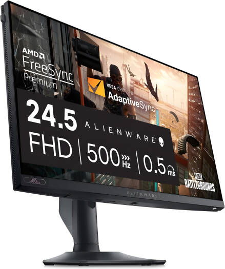 Dell Alienware AW2524HF Gaming Monitor, 24.5" FHD Fast IPS Display, Up to 500Hz Refresh Rate, 0.5ms (GtG Min) Response Time, AdaptiveSync & AMD FreeSync Premium Technology, Black | AW2524HF