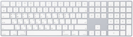 Apple Magic Keyboard, with Numeric Keypad, Built-In Rechargeable Battery, Low Profile, Scissor Mechanism, Wide Compatibility, English-Korean Layout, White | MQ052KU/A