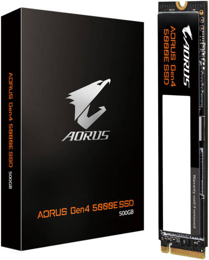 GIGABYTE AORUS Gen4 5000E PCI-E 4.0 NVMe 1.4 500GB Internal SSD, Up to 5000 MB/s Sequential Read & Up to 3800 MB/s Sequential Write Speeds,  3D TLC NAND Flash, Black | AG450E500G-G