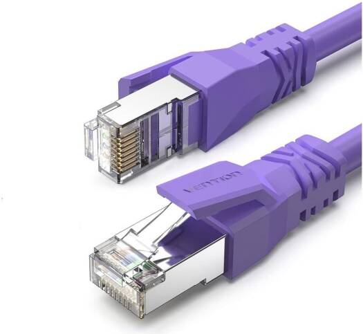 Vention Cat.6a S/FTP Patch Cord, 26AWG, Up to 10Gbps Data Transmisson, OFC Standard, RJ45 Plug, PVC Enclosure, Copper Conductor, 25M Cable Length, Purple | IBMVS