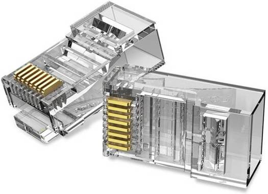 Vention Cat.5E UTP RJ45 Modular Plug, 3 Pronged Gold-Plated 1U Chip, 10 Packs, Transparent | IDBR0-10