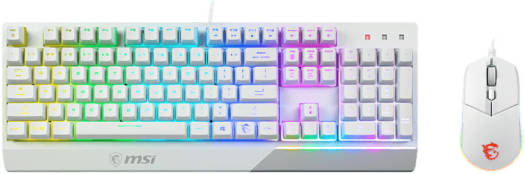 MSI Vigor GK30 White Combo, 6-Zone RGB GK30 Gaming Keyboard & GM11 Gaming Mouse, USB 2.0 Interface, Water Repellent & Splash-Proof, 5000 DPI Resolution, 6 Buttons, AR Layout, White | S11-04AR302-CLA