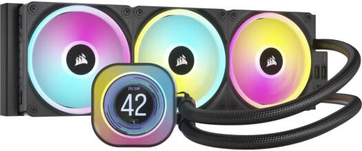 CORSAIR iCUE LINK H150i RGB AIO LCD Liquid CPU Cooler, 360mm Radiator, 2.1” IPS LCD Screen, 120mm QX120 RGB Fans, 2400 RPM Speed, 63.1 CFM Airflow, Intel 1700 & AMD AM5 Sockets, Black | CW-9061008-WW