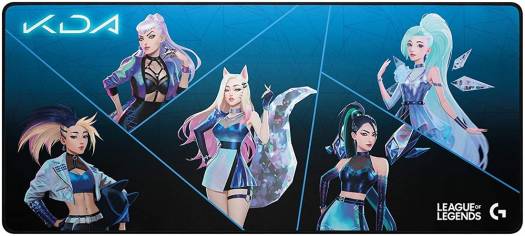 Logitech G840 XL League of Legends KDA Gaming Mouse Pad, 900x400mm, Performance Tuned Surface,  Stable Rubber Base, Moderate Surface Friction, Black - Blue | 943-000458