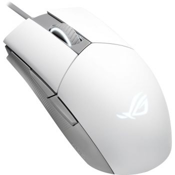 Asus Rog Strix Impact II Moonlight White Wired Gaming Mouse, 5 Programmable Buttons, RGB Headlights, Aura Sync RGB Lighting Logo, USB 2.0, 6200 Dpi Optial Sensor | 90MP02C0-BMUA00