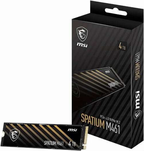 MSI Spatium M461 4TB PCIe Gen4x4 M.2 2280 Internal SSD, Up to 5000Mbps Sequential Read, Up to 4200Mbps Sequential Write, 3D NAND Flash Memory, 1.5m MTBF, 900 TBW | S78-440R030-P83