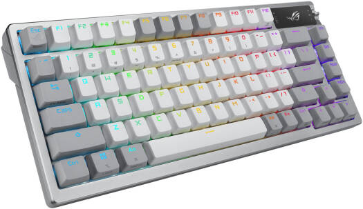 ASUS ROG Azoth 75 DIY Custom RGB Gaming Keyboard, OLED Display, Tri-mode Connection, Hot-Swappable ROG NX Red Switches & Keyboard Stabilizers, ABS Keycaps, ENG-ARAB Layout, White | 90MP031A-BKCA10