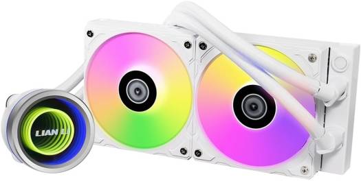 Lian Li Galahad II Trinity Liquid CPU Cooler, 240mm Radiator, 2x 120mm Fans, 3200RPM Pump Speed, 79.9CFM Fan Airflow, 2450RPM Fan Speed, Fluid Dynamic Bearing, White | GA II-Trinity-240-W