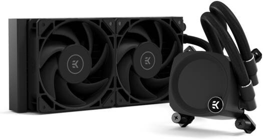 EKWB EK-Nucleus AIO CR240 Dark Liquid CPU Cooler, 240mm Radiator, 120mm Daisy-Chainable Fans, Max 2300 RPM Speed, 72 CFM Airflow, Microfin Copper Coldplate, Rotatable Pump Top, Black | 3831109900185