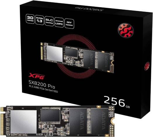 ADATA XPG SX8200 Pro 256GB NVMe M.2 Internal SSD, PCIe 3.0 x4 Interface, Up to 1200 MB/s Sequential Write & 3500 MB/s Sequential Read Speeds, 3D NAND Flash Technology, Black | ?ASX8200PNP-256GT-C