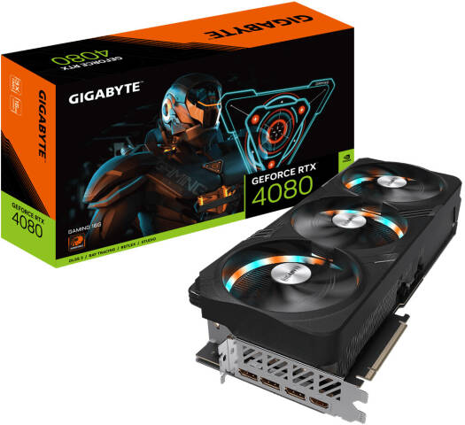 Gigabyte GeForce RTX 4080 Gaming Graphic Card, 16GB GDDR6X 256 bit Memory, 9728 CUDA Cores, 2505 MHz Core Clock, 22.4 Gbps Memory Speed, PCI-E 4.0, 1xHDMI, 3DP | GV-N4080GAMING-16GD