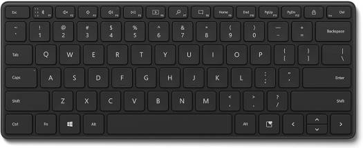 Microsoft Designer Compact Wireless Bluetooth Keyboard, Up to Three Device Connections, BT 5.0 LE, Office 365 & Emoji Keys, ENG-ARB QWERTY Layout, Works with Windows 10 / 8.1, Black | 21Y-00016