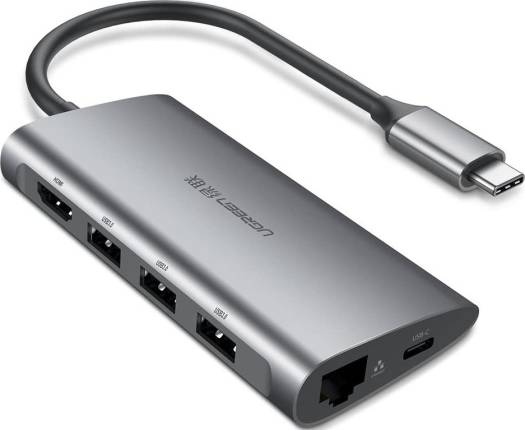 UGREEN USB C 8 in 1 Hub Multiport Adapter 3.1 Type C Dock Station with 4K HDMI, SD Card Reader, PD Charger Port, Gigabit Ethernet, 3 USB 3.0 Ports for Apple Macbook, Dell XPS | 50538