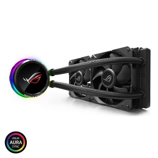 ASUS ROG RYUO 240 RGB AIO Liquid CPU Cooler 240mm Radiator Dual 120mm 4-Pin PWM Fan with OLED Panel & Fan Control 1.77"  | 90RC0040-M0UAY0